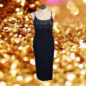 Vintage 90s Black Velvet Dress
